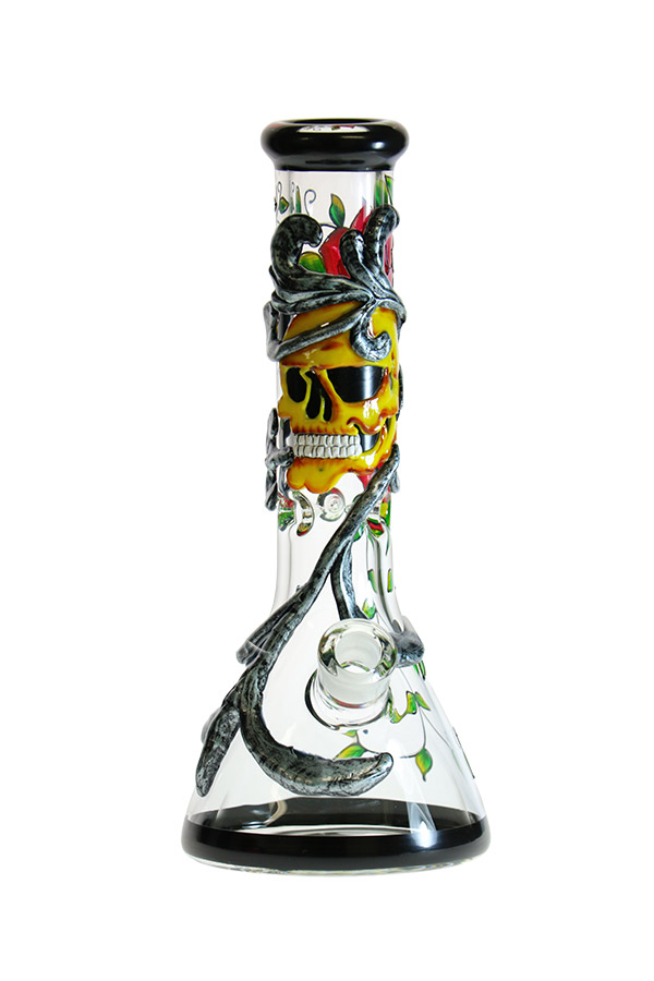 12 inch 7mm Skull & Roses Beaker